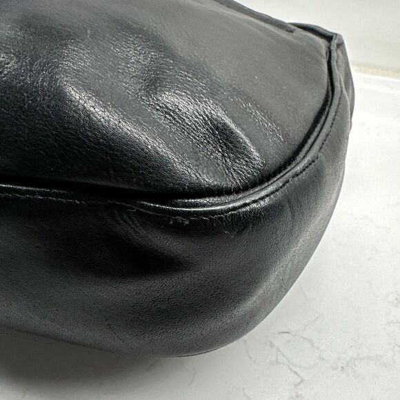 Women's PERLINA New York Black Leather Handbag Purse - Picture 14 of 16